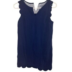 Vineyard Vines Navy Blue Textured Scalloped Sheath Dress Girls SZ12